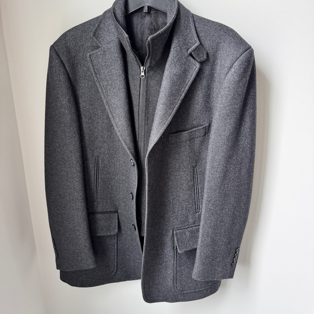 Men's Gray Sports Coat with Removable inner layer